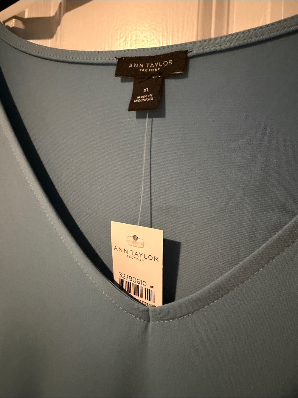Anne Taylor Light Blue V-Neck Midi Dress - Picture 2 of 3